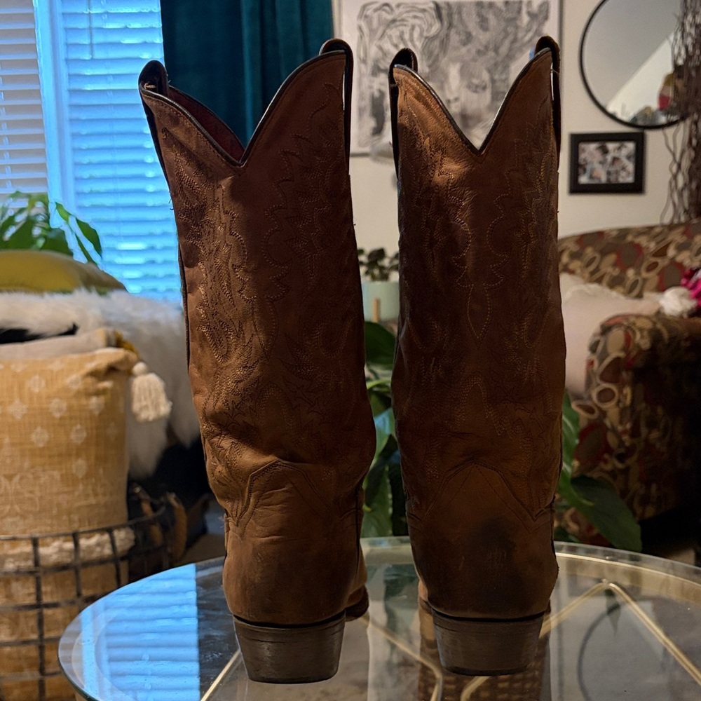 Dan Post Brown Leather Western Heeled Boots - Picture 5 of 8